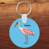 Porte-clés Caricature d'oiseau de spatule de rose (Recto)