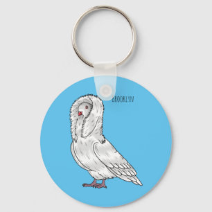 Porte-clés Caricature d'oiseau pigeon Jacobin