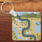 Porte-clés Caricature élégante paysage carte de voyage (Recto)