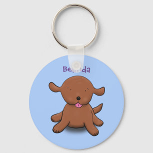 Porte-clés Caricature en bleu pour chien de chiot joyeux