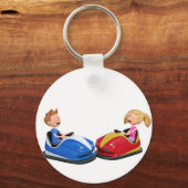 Porte-clés Caricature garçon et fille en Bumper Cars (Recto)