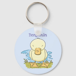 Porte-clés Caricature jaune mignon pour canard bébé