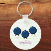 Porte-clés Caricature mignonne de bleuets violets (Recto)