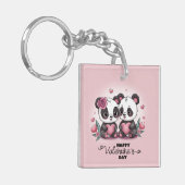 Porte-clés Caricature mignonne Panda Les amoureux Coeurs Sain (Devant gauche)