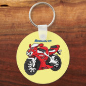 Porte-clés Caricature moto de sport rouge mou (Recto)