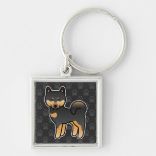Porte-clés Caricature Noir Et Tan Shiba Inu