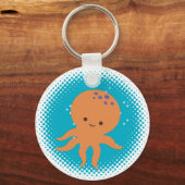 Porte-clés Caricature octopus mignon Océan Bleu (Verso)