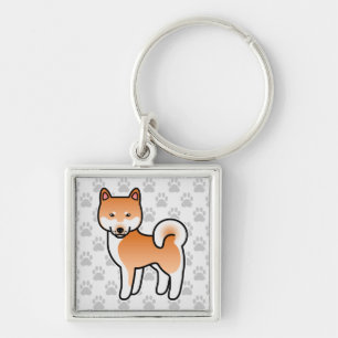 Porte-clés Caricature rouge Shiba Inu