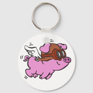 Porte-clés Caricature volante de cochon rose choisir la cou