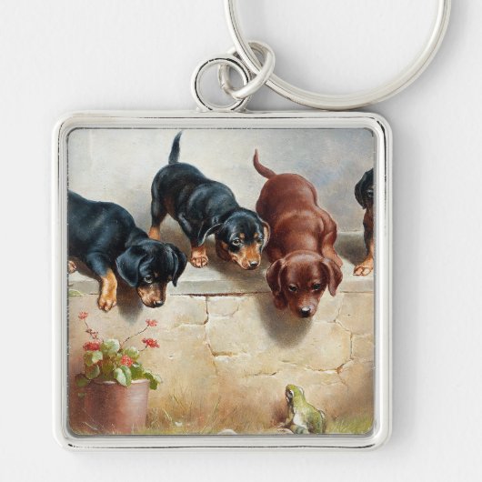 Porte-clés Carl Reichert Curious Dachshund Puppies et une gre (Devant)