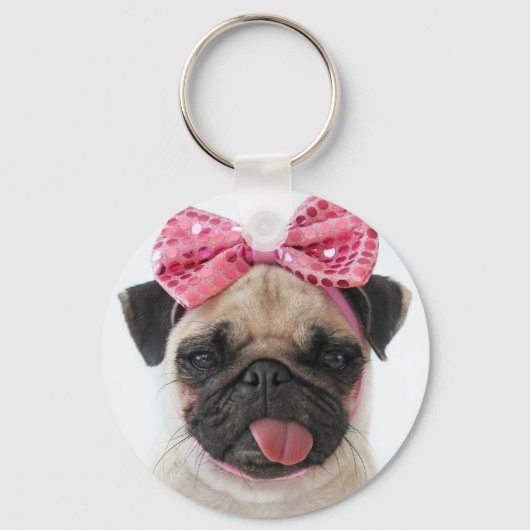 Porte-clés Carlin avec Bow rose (Recto)