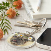 Porte-clés Carlin avec couronne de marguerite (Devant droit)