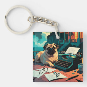 Porte-clés Carlin chien gentleman vintage