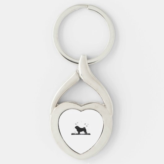 Porte-clés Carlin Chien - Halloween Lune Silhouette Classique (Devant)