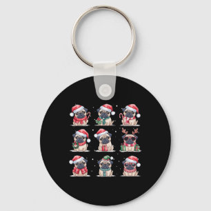 Porte-clés Carlin Chien Lumières de Noël Drôle Carlin Chiens
