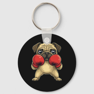 Porte-clés Carlin De Chien Habillé Comme Un Boxer Drôle Boxe
