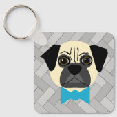 Porte-clés Carlin de la peau avec cravate, gris Herringbone (Recto)