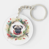 Porte-clés Carlin Noël Wreath Festive Pup (Dos)