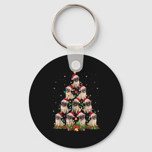 Porte-clés Carlin Santa Chapeau Noël Arbre Lumières Noël Pugm (Recto)