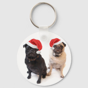 Porte-clés carlins de Noël