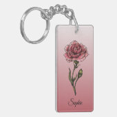 Porte-clés Carnation personnalisée de fleur de naissance de j (Devant gauche)