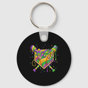 Porte-clés Carnaval de Mardi Gras de baseball Plaque de base