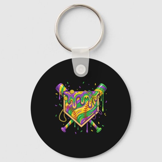 Porte-clés Carnaval de Mardi Gras de baseball Plaque de base (Recto)