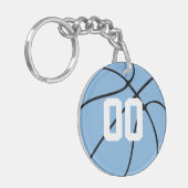 Porte-clés Carolina Blue Basket Custom Jersey Numéro (Devant gauche)