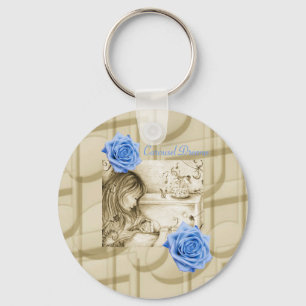 Porte-clés Carousel Dreams Rose Bleu Vintage Porte - clé Bout