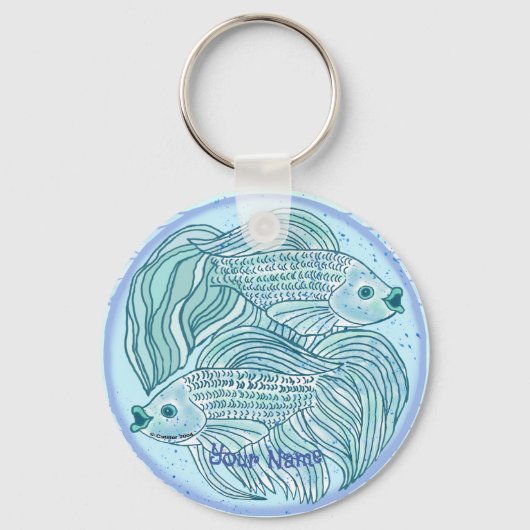 Porte-clés Carpe Koi Bleue (Recto)