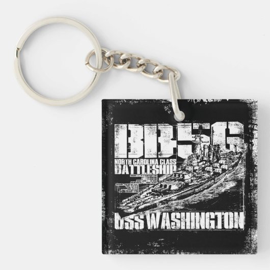 Porte-clés Carré Acrylique à double face du Battleship Washin (Devant)