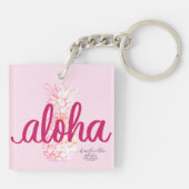 Porte-clés carré Aloha Pink Pineapple Mini (Dos)