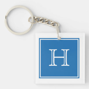 Porte-clés Carré bleu Monogramme Porte - clé acrylique