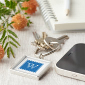 Porte-clés Carré bleu Porte - clé Premium Monogram (Côté)