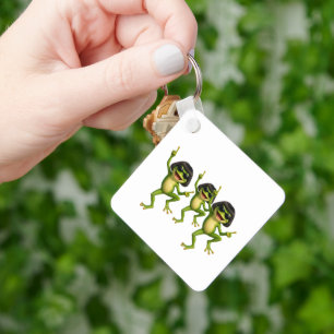 Porte-clés carré cadeau mème de grenouille à coupe