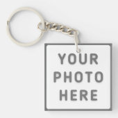 Porte-clés Carré Carte de visite double face du texte photo (Devant)