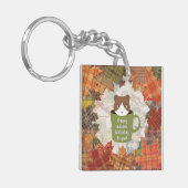 Porte-clés Carré Chat de pause automne (Devant gauche)