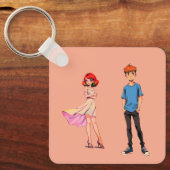 Porte-clés carré Couple d'anime - (Recto)