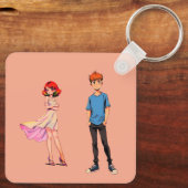 Porte-clés carré Couple d'anime - (Verso)