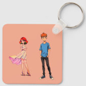 Porte-clés carré Couple d'anime - (Dos)