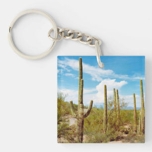 Porte-clés Carré de forêt de Cactus (double face) Porte - clé