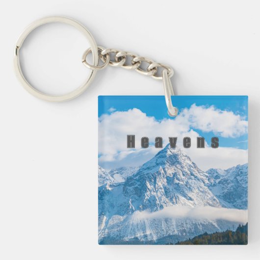 Porte-clés Carré de forme Ciel Image et texte acrylique (Devant)