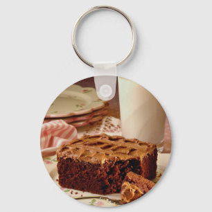 Porte-clés Carré de gâteau de chocolat