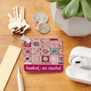 Porte-clés Carré de grand-mère au crochet Hooked