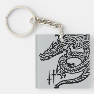 Porte-clés Carré Dragon (double face) Porte - clé