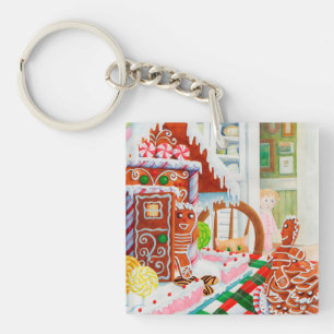 Porte-clés carré en acrylique GINGERBREAD SURPRISE