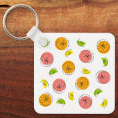 Porte-clés Carré en aluminium Citrus Multi Text (Recto)