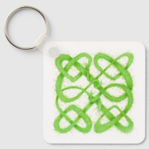 Porte-clés carré en aluminium GREEN CELTIC KNOT