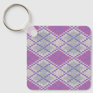 Porte-clés carré en aluminium tricoté ARGILE LILAS