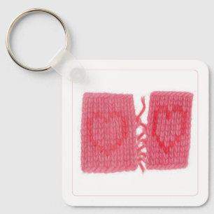 Porte-clés carré en aluminium TWO HEARTS KNIT